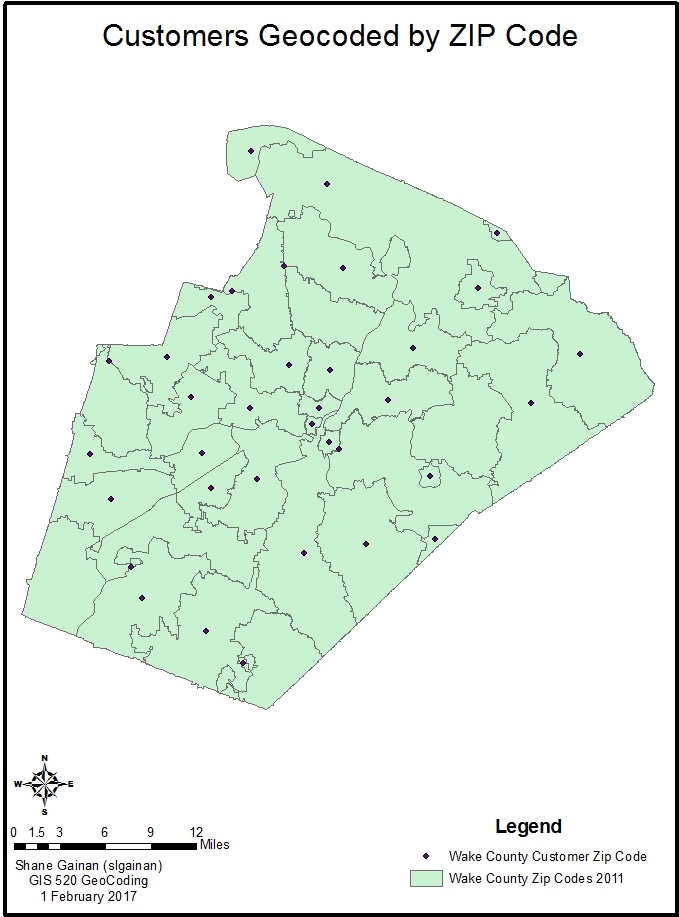 Customers geocoded by Zip Code